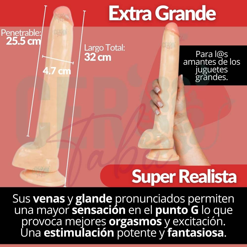 Dildo Consolador Realista Extra Grande En Silicona Medica